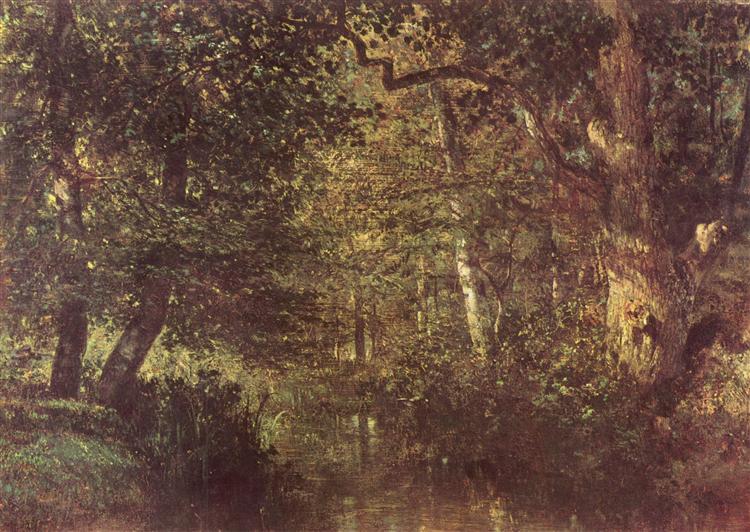 Watercourse in the woods, c.1860 - Констан Труайон
