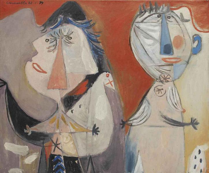 Couple et pigeon, 1949 - Гильом Корнелис ван Беверлоо