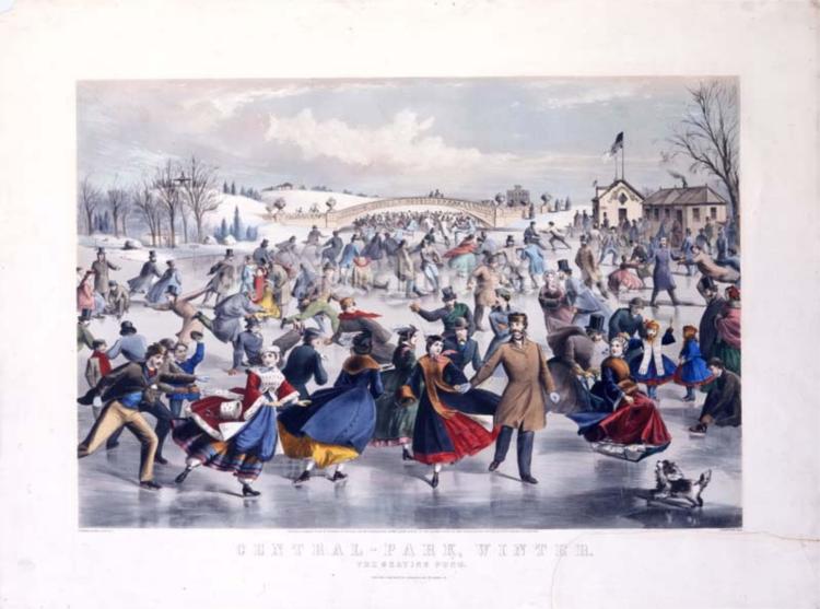 Central Park, Winter. The Skating Pond, 1862 - Куррье и Айвз