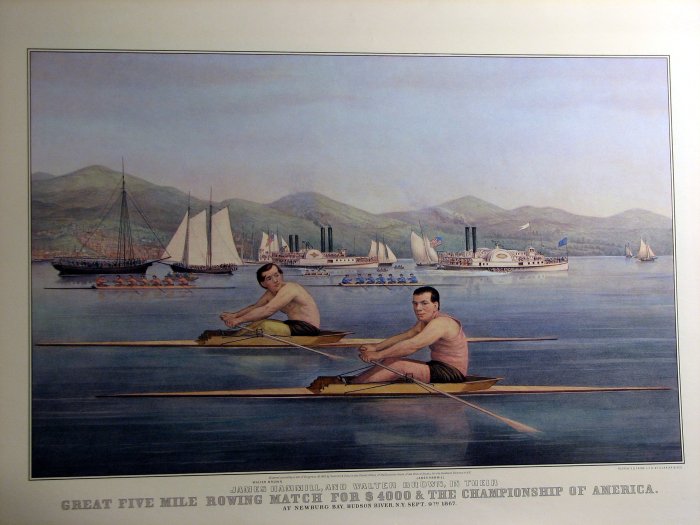 Great Five Mile Rowing Match, 1867 - Куррье и Айвз