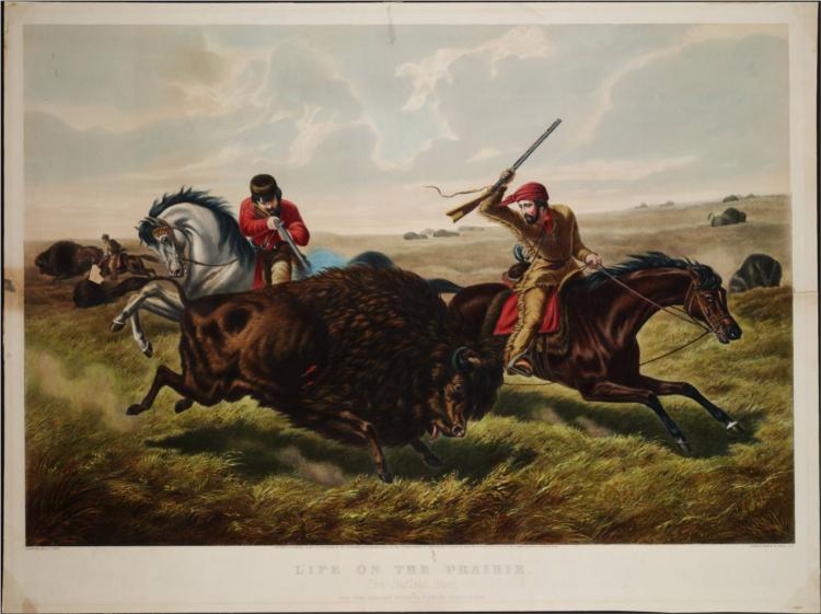 Life on the Prairie, The Buffalo Hunt, 1862 - Currier and Ives