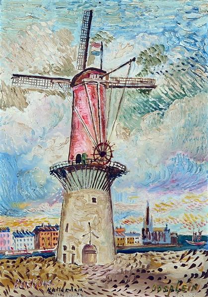 Windmill in Rotterdam, 1955 - David Burliuk