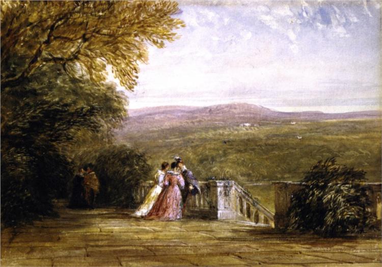 A Terrace, with Figures, Haddon Hall, 1834 - David Cox