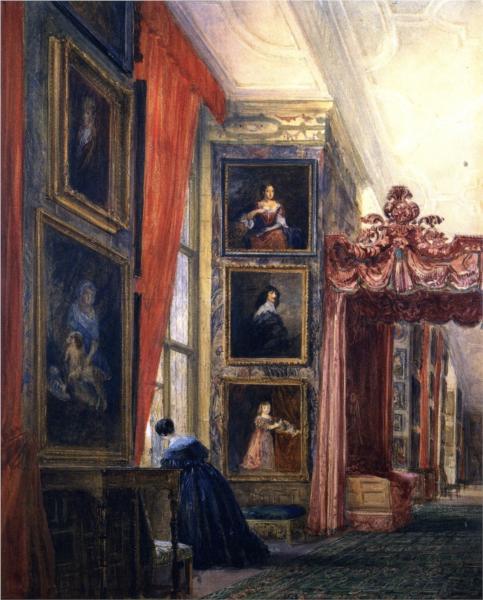 The Long Gallery, Hardwick Hall, Derbyshire, 1811 - David Cox - WikiArt.org