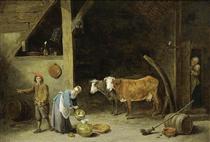 A Barn Interior - David Teniers el Joven