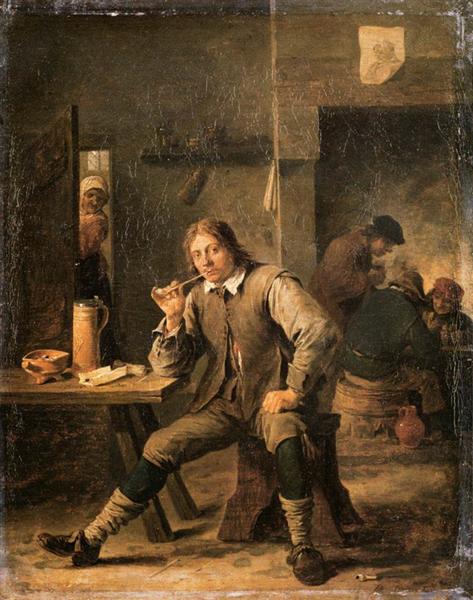 A Smoker Leaning on a Table, 1643 - Давид Тенірс Молодший