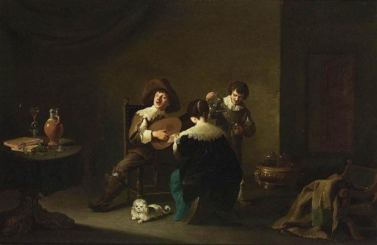 Interior with a Gentleman Playing a Lute and a Lady Singing, c.1641 - David Teniers der Jüngere