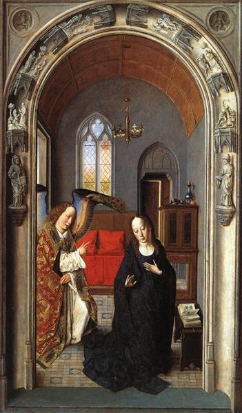 The Annunciation ((Polyptych of the Virgin, the wing), c.1445 - Dierick Bouts