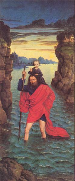 The right wing of The Pearl of Brabant: Saint Christopher, c.1468 - Dierick Bouts