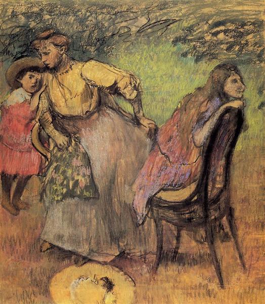 Мадам Алексис Руар и ее дети, c.1905 - Эдгар Дега