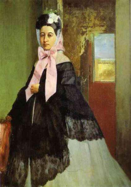 Тереза Дега, сестра художника, впоследствии мадам Эдмон Морбийи, c.1863 - Эдгар Дега