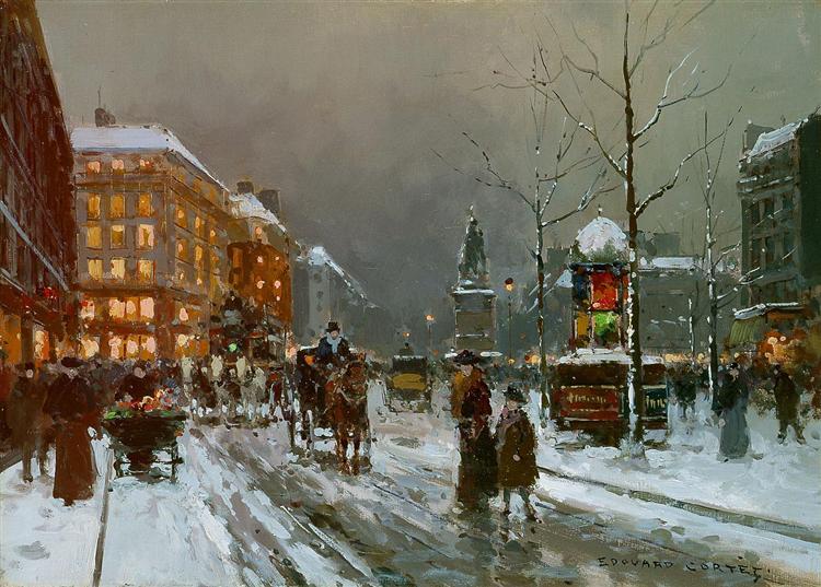 Place de Clichy in Winter - Эдуард Кортес