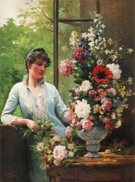 Preparing the flower arrangement, 1886 - Édouard Debat-Ponsan