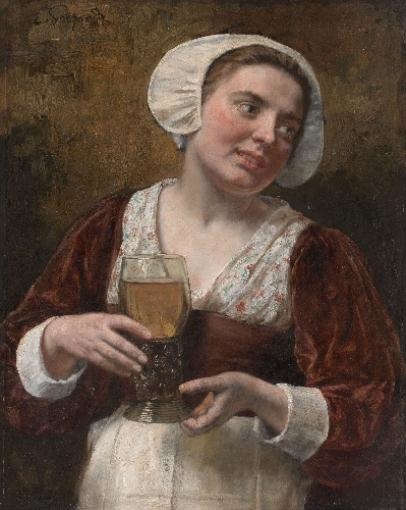 A Young Woman With A Wineglass - Eduard Gebhardt