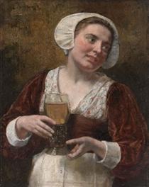 A Young Woman With A Wineglass - Eduard von Gebhardt