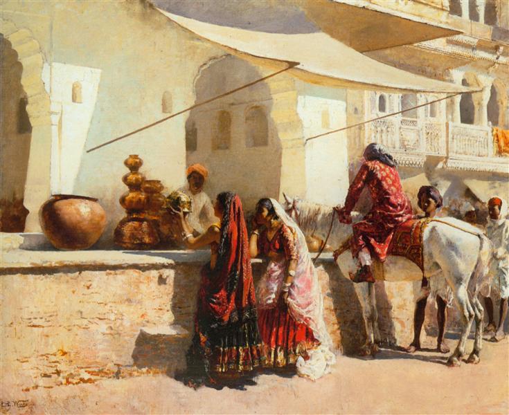 A Street Market Scene, India, 1887 - Edwin Lord Weeks