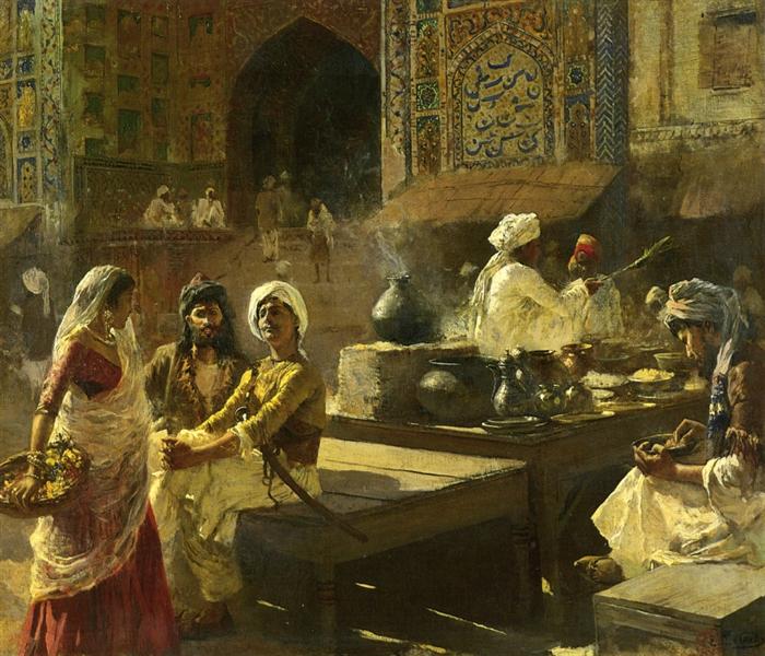 An Open Air Kitchen, Lahore, India - Edwin Lord Weeks