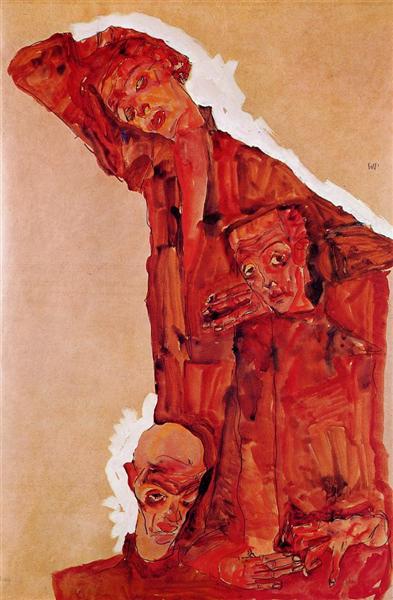 Композиція з трьома чоловічими фігурами (автопортрет), 1911 - Егон Шиле