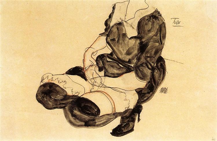 Female Torso, Squatting, 1912 - Эгон Шиле