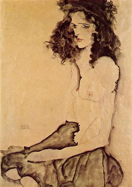 Girl in Black, 1911 - Egon Schiele
