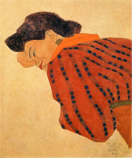 Reclining Woman with Red Blouse, 1908 - Эгон Шиле
