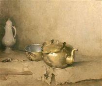 Brass Kettle with Porcelain Coffee Pot - Emil Carlsen
