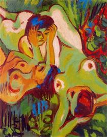 Bathers on the Lawn - Ernst Ludwig Kirchner