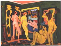Bathing Women in a Room - 恩斯特‧路德維希‧克爾希納
