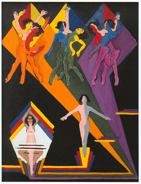Dancing Girls in Colourful Rays, 1932 - 1937 - Ернст Людвіг Кірхнер