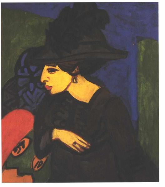 Dodo with a Big Feather Hat - Ernst Ludwig Kirchner