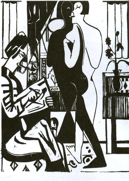 Painter and Modell, 1936 - Ернст Людвіг Кірхнер