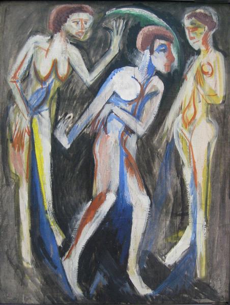 The Dance between the Women, 1915 - Эрнст Людвиг Кирхнер