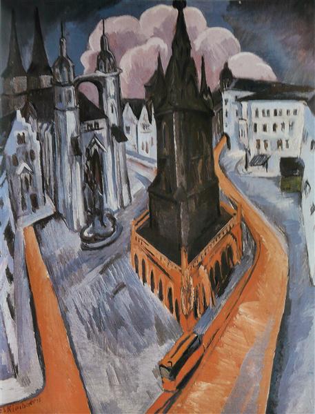 The Red Tower in Halle, 1915 - Ernst Ludwig Kirchner