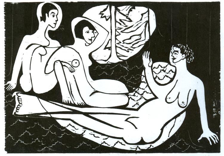 Three Nudes in the Forest, 1933 - Эрнст Людвиг Кирхнер