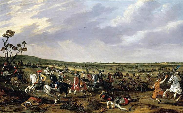 Battle scene in an open landscape, 1614 - Эсайас ван де Вельде