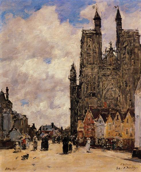 Abbeville, Street and the Church of Saint-Folfran, 1884 - 歐仁·布丹