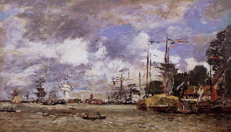 Antwerp, Boats on the River Escaut - Эжен Буден