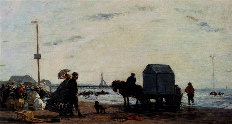 Beach Scene, Trouville, 1863 - Эжен Буден