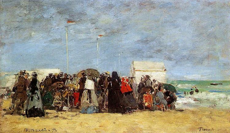 Beach Scene, Trouville, 1864 - Ежен Буден