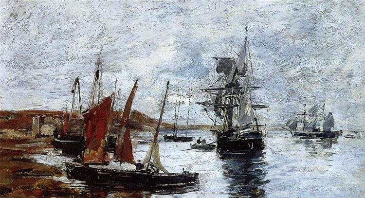 Camaret, Boats on the Shore - Eugene Boudin