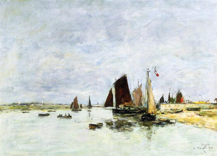 Etaples, Boats in Port, 1876 - Эжен Буден