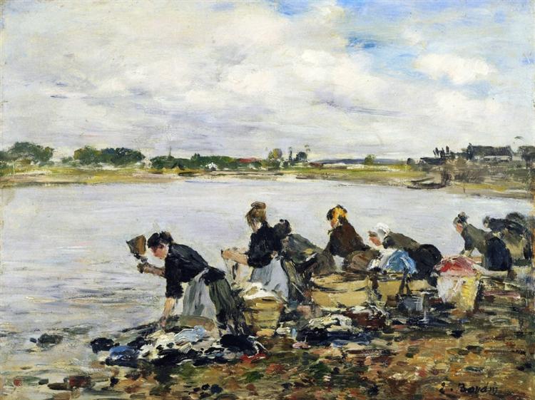 Laundresses on the Banks of the Touques, 1886 - Эжен Буден