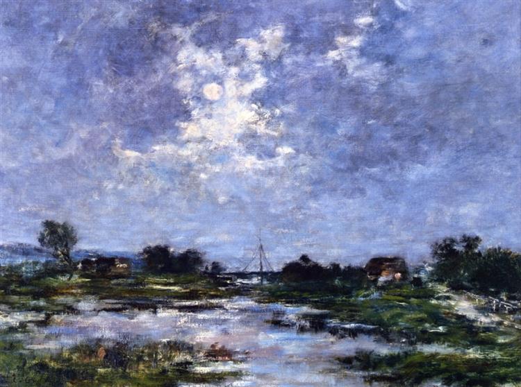 Moonlight on the Marshes, The Toques, c.1890 - Eugène Boudin