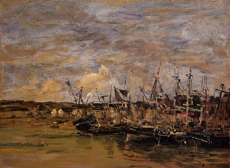 Portrieux Fishing Boats at Low Tide, c.1872 - Eugene Boudin