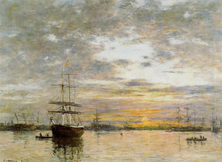 The Port of Le Havre at Sunset, 1882 - Эжен Буден
