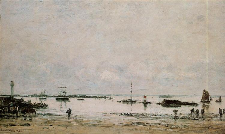 The port Portrieux at low tide, 1874 - Эжен Буден