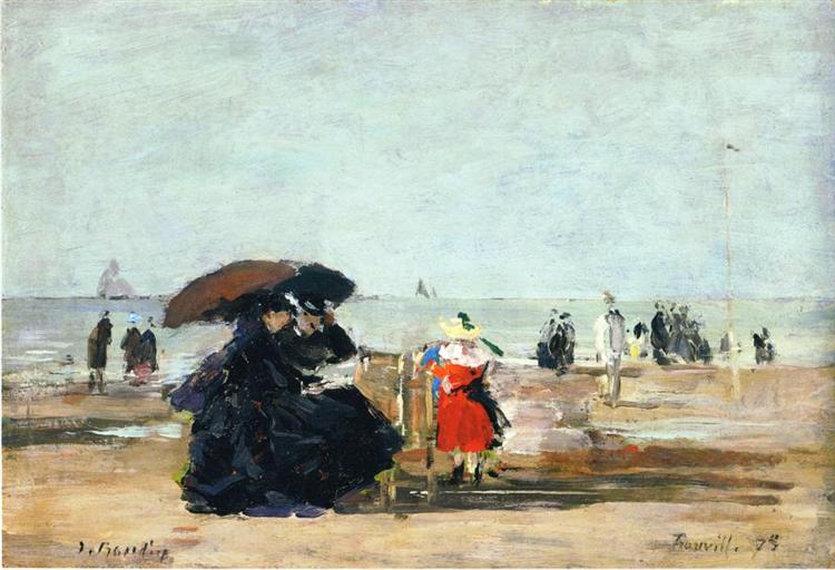Trouville, Beach Scene, 1875 - 歐仁·布丹
