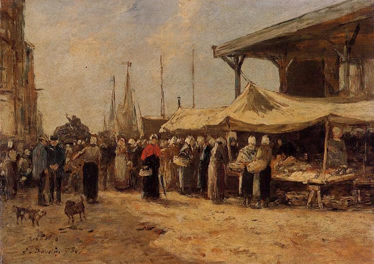 Trouville, Fish Market, 1875 - 歐仁·布丹