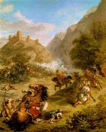 Arabs Skirmishing in the Mountains - Ежен Делакруа