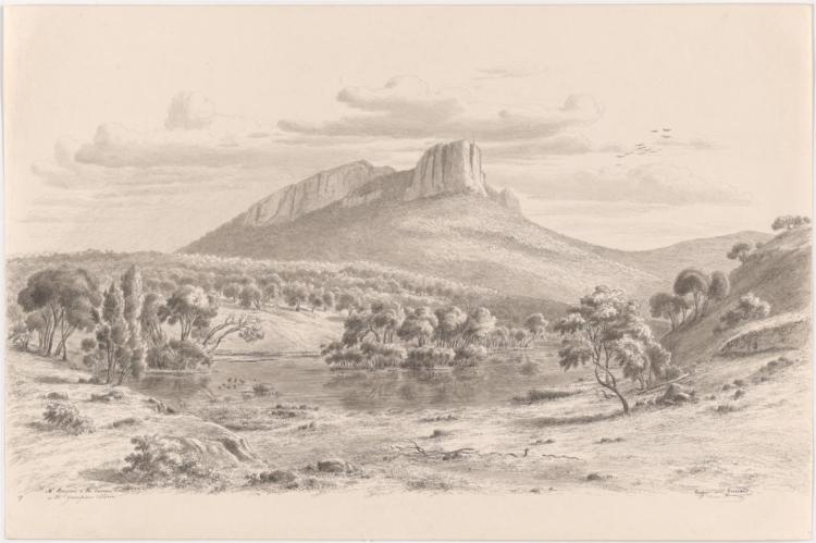 Mt. Sturgeon and the Wannon in the Grampians, Victoria, 1858 - Eugene von Guérard